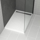 Receveur en acrylique blanc effet pierre 120x80x4cm + grilles linéaires chrome et gun metal Aurlane - PACR173