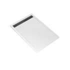 Receveur en acrylique blanc effet pierre 120x90x4cm + grilles linéaires chrome et gun metal Aurlane - PACR174