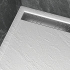 Receveur en acrylique blanc effet pierre 140x80x5cm + grilles linéaires chrome et gun metal Aurlane - PACR175