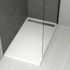 Receveur en acrylique blanc effet pierre 140x80x5cm + grilles linéaires chrome et gun metal Aurlane - PACR175