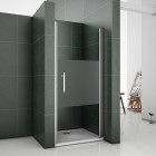 Porte de douche pivotante 80x185cm en 6mm verre anticalcaire et sablé au central