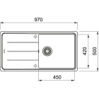 Évier Basis BFG 621-97 Fragranit+ Platinium FRANKE - 970x500 mm - 114.0280.443