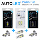 Pack p45 4 ampoules led / t10 (w5w) 13 leds + navette c5w 31mm 2 leds autoled®
