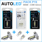 Pack p19 4 ampoules led w5w (t10)+navette c5w 42mm canbus autoled®