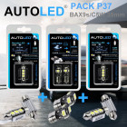 Pack p38 4 ampoules à led - h6w(bax9s) 5 leds canbus+navette c5w 42mm canbus autoled®