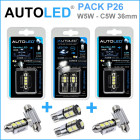 Pack p26 4 ampoules à led - w5w (t10) 9 leds canbus+navette c5w 36mm canbus autoled®