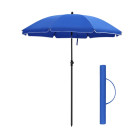 Parasol droit diamètre 160 cm uv 50+ nervures en fibre de verre toile polyester inclinable sac de transport terrasse jardin balcon plage bleu 