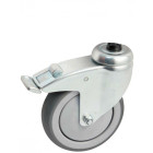 Roulette pivotante à platine ronde + frein AVL - Roue caoutchouc Ø 100 - Charge 100 kg - 550892O