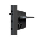 Serrure Ral 9005 Noir LOCINOX - portail battant béquille + cylindre - profil 30 à 50 - LAKQ3030 U2L