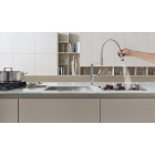 Mitigeur évier move avec douchette - finition : acier inox brossé - revêtement flexible gaine en gomme noire opaque