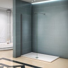 Paroi de douche à l'italienne verre anticalcaire avec barre de fixation 140 cm et pince 360° - Dimensions au choix
