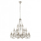 Chandelier oksana, nickel poli, pendeloques cristal, 21 éclairages