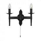 Applique 2 ampoules cartwheel, en fer forgé noir