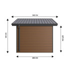 Abri de jardin composite isora - 12m² brun - epaisseur des madriers : 28mm - cabane atelier / abri velo - menuiseries en aluminium