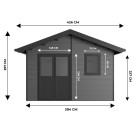 Abri de jardin composite isora - 15m² gris - epaisseur des madriers : 28mm - cabane atelier / abri velo - menuiseries en aluminium