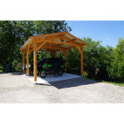 Abri deux pentes, 400cmx400cm, bois douglas francais, carport, auvent, abri voiture, cpbf-v2p400x400