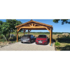 Abri deux pentes, 550cmx1150cm, bois douglas francais, carport, auvent, abri voiture, cpbf-v2p550x1150