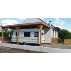 Abri toit plat adosse, 450cmx1250cm, bois douglas francais, carport, auvent, abri camping-car, cpbf-cctpa450x1250