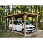 Abri toit plat, 400cmx400cm, bois douglas francais, carport, auvent, abri voiture, cpbf-vtp400x400