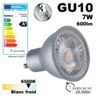 Ampoule led gu10 pro 7w équivalent 48w - garantie 3 ans led gu10 580lm - blanc chaud - 2700k - 120° - irc>95