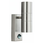 Applique 2 ampoules outdoor & porch avec détecteur, en aluminium et verre, gris