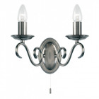 Applique bernice, argent ancien, 2 ampoules