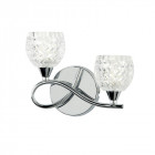 Applique boyer, chrome et verre, gauche, 2 ampoules