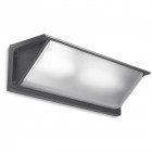 Applique fluoresecent curie, aluminium et polycarbonate, gris, 46 cm