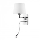 Applique oxford avec liseuse, chrome, sans abat jour