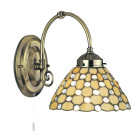 Applique raindrop, en laiton antique et verre tiffany clair