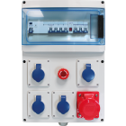 Coffret de chantier tetra équipé 4PC 2P+T + 1PC 3P+N+T 32A + arrêt d'urgence + voyant - EUROHM - 19211