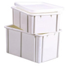 Bac gerbable plastique blanc, capacité 35 litres, dimensions 600 x 400 x 217 mm