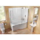 Cleargreen baignoire-douche asymétrique ecoround r22 170x80x74 cm lucite®
