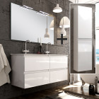 Ensemble meuble de salle de bain 140cm double vasque + colonne de rangement - blanc