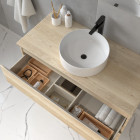 Meuble de salle de bain sans miroir avec vasque à poser ronde balea - bambou (chêne clair) - 100cm