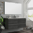 Meuble de salle de bain 140cm double vasque - 4 tiroirs - balea - ebony (bois noir)