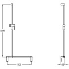 Barre de maintien en l pour douche 500 x 1100 mm cavere anthracite métallisé (095) avec support de douchette
