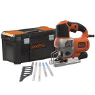 Scie sauteuse pendulaire black+decker 650 watts + 5 accessoires + boite a outils bes610ka5-qs