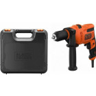 Perceuse à percussion filaire - 500W - BLACK+DECKER - avec poignée latérale - coffret - BEH200K-QS