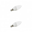 Lot de 2 ampoules led flamme e14 4 watt (eq. 30 watt) - couleur - blanc chaud 3000°k