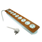 Bloc orys 8x16a 2p+t interrupteur merisier