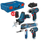 Lot de 5 outils 12v bosch pro + 3 batteries gba 12v 2.0ah + chargeur gal 12 - 0615990n1d