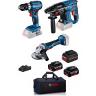 Lot de 3 outils 18V BOSCH PRO + batteries 2x5.0Ah / 1x5.5Ah + chargeur - 0615990N29