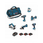 Kit Bosch psb6m3dp (gws 18-125 v-li + gsb 18 v-li + gst 18v-li s + gdr 18v-li + gks 18v-57g + glivariled + ...)