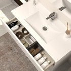 Meuble de salle de bain 100cm simple vasque - 3 tiroirs - blanc - mayor