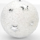 Boule de noël blanche paillettée avec étoiles blanc