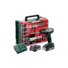 Perceuse-visseuse sans fil 18v bs18 - metabo -avec 2 batteries 18v 2,0 ah - chargeur et coffret d'accessoires - 602207710