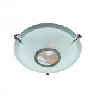 Plafonnier rond tiffany, en laiton antique et verre