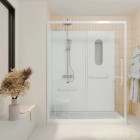 Cabine de douche blanche sécurisée et accessible à tous 160x85x220cm - Mitigeur thermostatique - INCLUSIVE Aurlane - CAB301