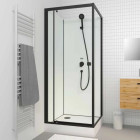 Cabine de douche carrée 80x80x200 cm - Porte pivotante - Fonds Blancs & Profilés Noir Mat Aurlane - CAB296